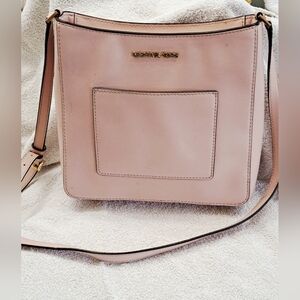 Michael Kors Blush Pink Tan Gloria Leather Tote Crossbody Bag Purse
